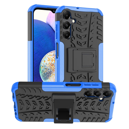 For Samsung Galaxy A15 Tire Texture TPU + PC Phone Case with Holder(Blue) - Galaxy Phone Cases by buy2fix | Online Shopping UK | buy2fix