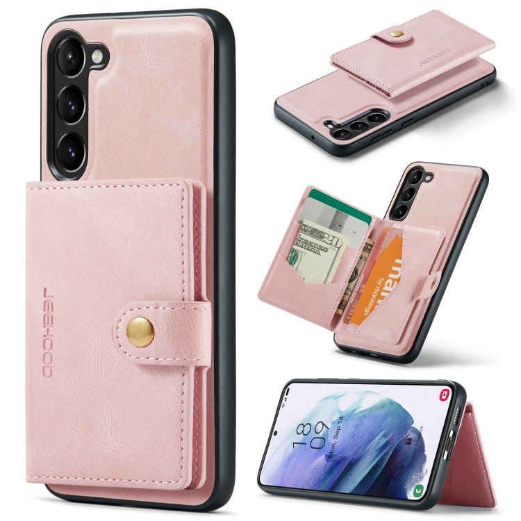 For Samsung Galaxy S24 5G JEEHOOD J01 Retro Magnetic Detachable Wallet Phone Case(Pink) - Galaxy S24 5G Cases by JEEHOOD | Online Shopping UK | buy2fix