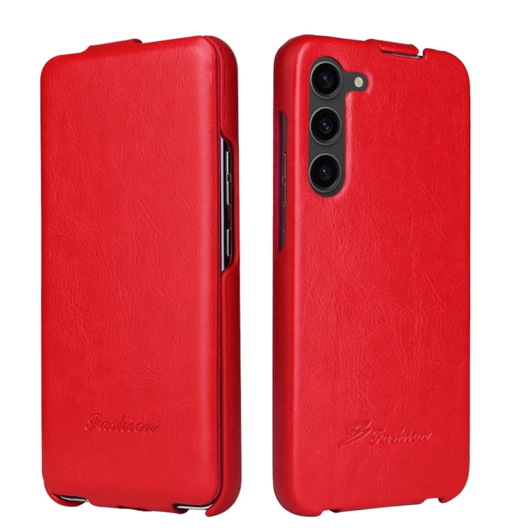 For Samsung Galaxy S24+ 5G Fierre Shann 64 Texture Vertical Flip PU Leather Phone Case(Red) - Galaxy S24+ 5G Cases by FIERRE SHANN | Online Shopping UK | buy2fix