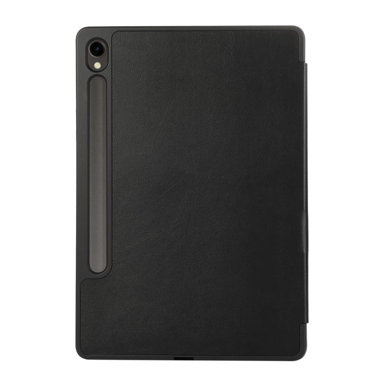 For Samsung Galaxy Tab S9 3-Fold Pure Color TPU Leather Tablet Case with Pen Slot(Black) - Galaxy Tab S9 Cases by buy2fix | Online Shopping UK | buy2fix