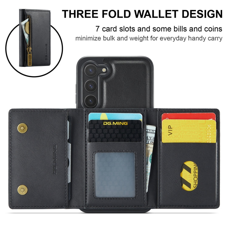 For Samsung Galaxy S23 DG.MING M5 Series Zip RFID Multi Card Detachable Leather Phone Case(Black) - Galaxy S23 5G Cases by DG.MING | Online Shopping UK | buy2fix