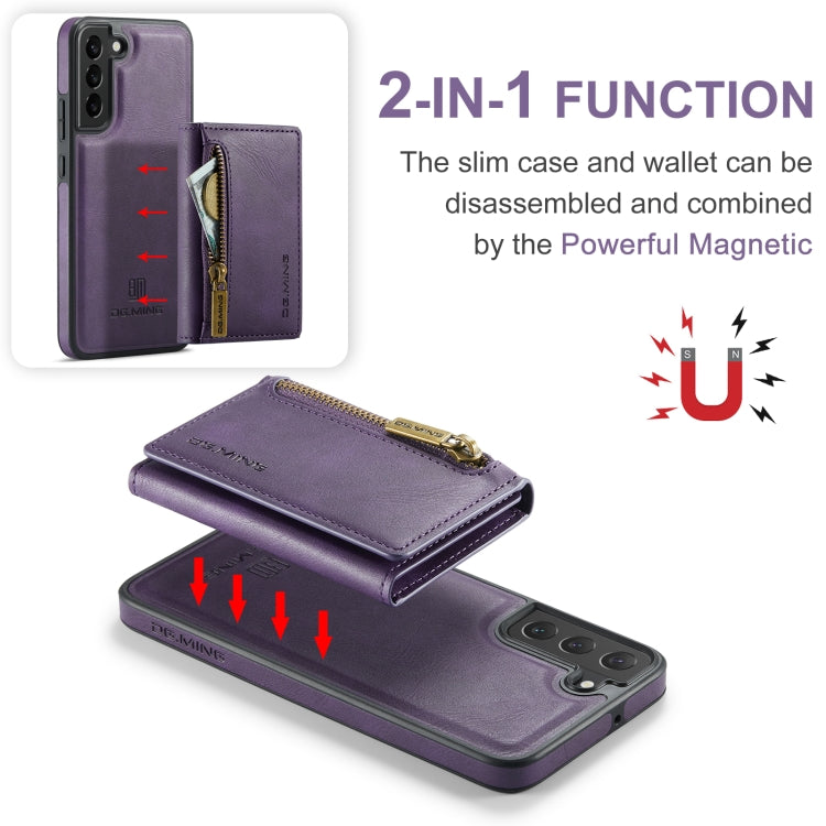 For Samsung Galaxy S22+ DG.MING M5 Series Zip RFID Multi Card Detachable Leather Phone Case(Purple) - Galaxy S22+ 5G Cases by DG.MING | Online Shopping UK | buy2fix