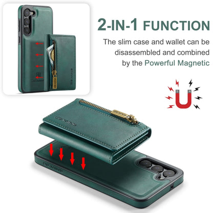 For Samsung Galaxy S23+ DG.MING M5 Series Zip RFID Multi Card Detachable Leather Phone Case(Green) - Galaxy S23+ 5G Cases by DG.MING | Online Shopping UK | buy2fix