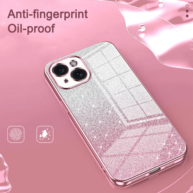 For iPhone 16 Pro Max Gradient Glitter Powder Electroplated Phone Case(Transparent) - iPhone 16 Pro Max Cases by buy2fix | Online Shopping UK | buy2fix