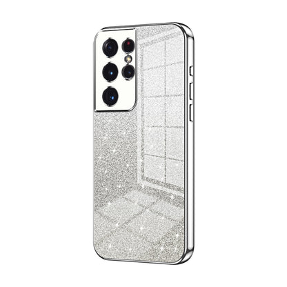 For Samsung Galaxy S21 Ultra 5G Gradient Glitter Powder Electroplated Phone Case(Silver) - Galaxy S21 Ultra 5G Cases by buy2fix | Online Shopping UK | buy2fix