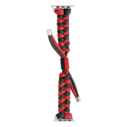 For Apple Watch Ultra 49mm Paracord Fishtail Braided Silicone Bead Watch Band(Black Red) - Watch Bands by buy2fix | Online Shopping UK | buy2fix