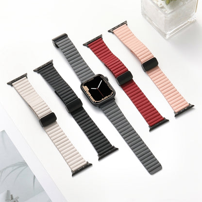 For Apple Watch Series 6 40mm Water Ripple Magnetic Folding Buckle Watch Band, Style: Bold Version(Wine Red) - Watch Bands by buy2fix | Online Shopping UK | buy2fix