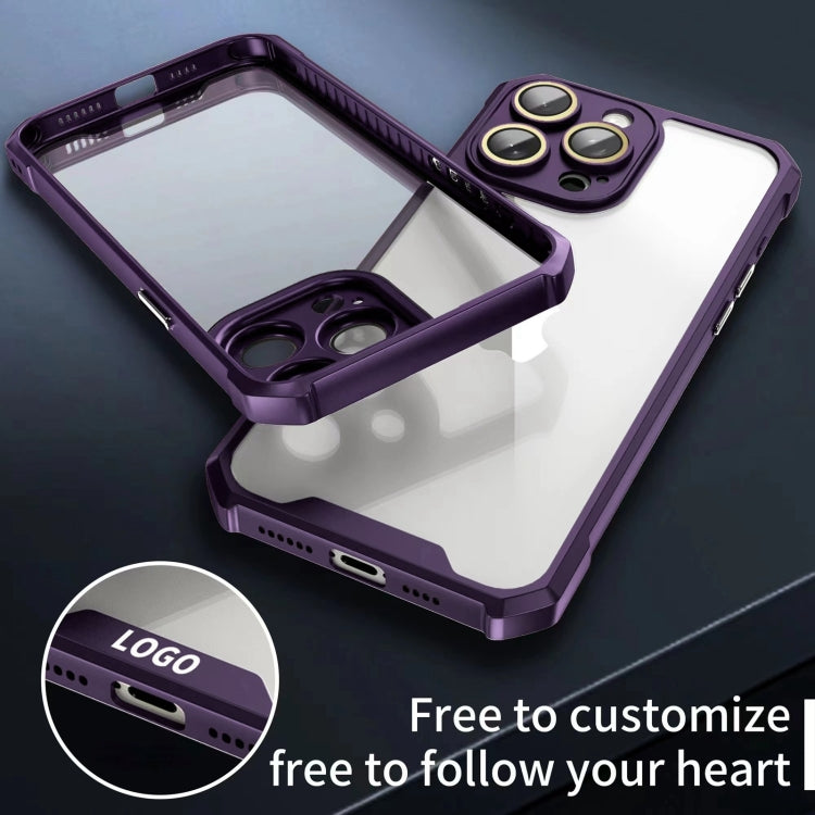 For iPhone 16 Plus Shockproof Acrylic Phone Case with Lens Glass Film(Purple) - iPhone 16 Plus Cases by buy2fix | Online Shopping UK | buy2fix