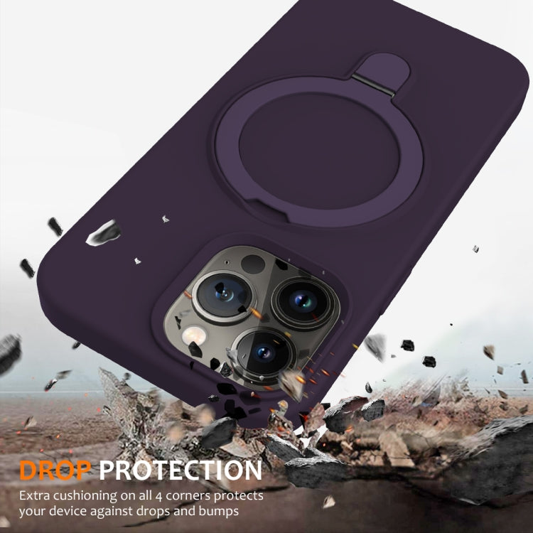 For iPhone 13 Pro Max MagSafe Magnetic Liquid Silicone Phone Case with Ring Holder(Purple) - iPhone 13 Pro Max Cases by buy2fix | Online Shopping UK | buy2fix