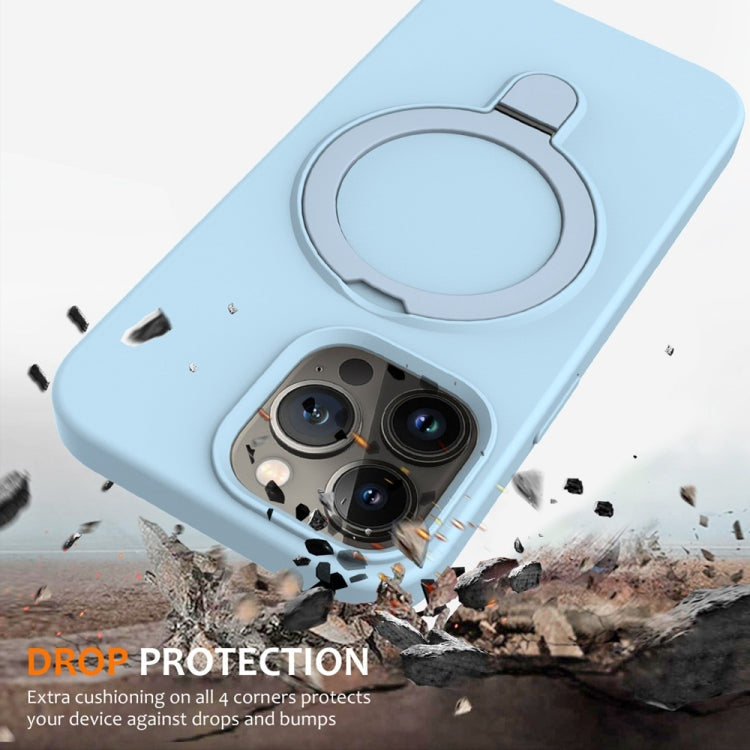 For iPhone 16 Pro Liquid Silicone MagSafe Magnetic Phone Case with Ring Holder(Sky Blue) - iPhone 16 Pro Cases by buy2fix | Online Shopping UK | buy2fix