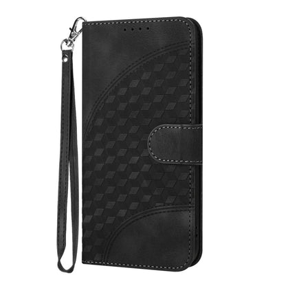 For iPhone 16 Plus YX0060 Elephant Head Embossed Phone Leather Case with Lanyard(Black) - iPhone 16 Plus Cases by buy2fix | Online Shopping UK | buy2fix