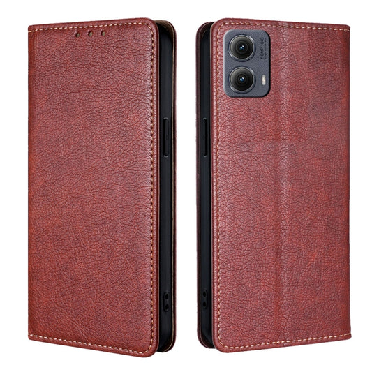 For Motorola Edge 5G 2024 Gloss Oil Solid Color Magnetic Leather Phone Case(Brown) - Motorola Cases by buy2fix | Online Shopping UK | buy2fix