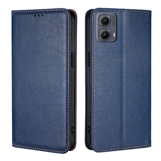 For Motorola Edge 5G 2024 Gloss Oil Solid Color Magnetic Leather Phone Case(Blue) - Motorola Cases by buy2fix | Online Shopping UK | buy2fix