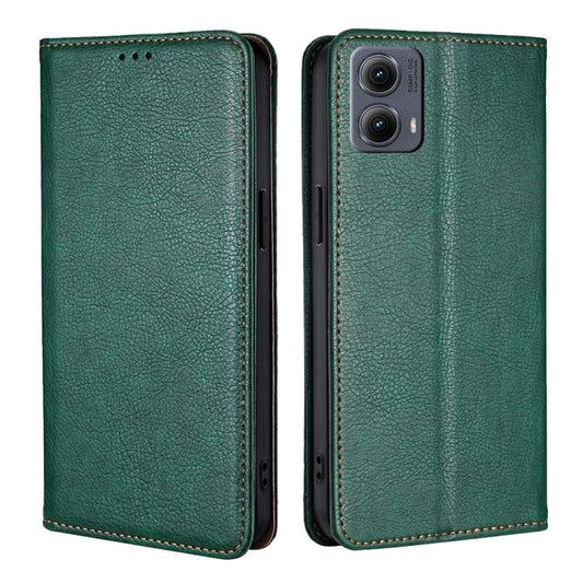 For Motorola Edge 5G 2024 Gloss Oil Solid Color Magnetic Leather Phone Case(Green) - Motorola Cases by buy2fix | Online Shopping UK | buy2fix