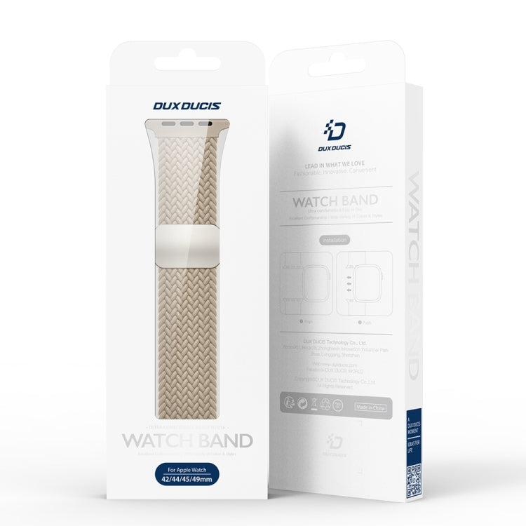 For Apple Watch Series 10 42mm DUX DUCIS Mixture Pro Series Magnetic Buckle Nylon Braid Watch Band(Beige) - Watch Bands by DUX DUCIS | Online Shopping UK | buy2fix