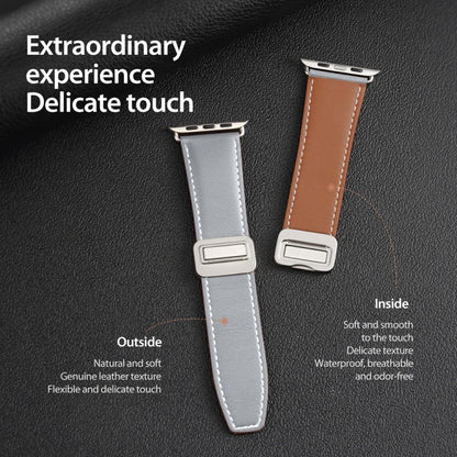 For Apple Watch Ultra 49mm DUX DUCIS YA Series Magnetic Buckle Genuine Leather Watch Band(Grey) - Watch Bands by DUX DUCIS | Online Shopping UK | buy2fix