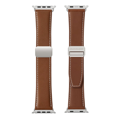 For Apple Watch Series 8 41mm DUX DUCIS YA Series Magnetic Buckle Genuine Leather Watch Band(Brown) - Watch Bands by DUX DUCIS | Online Shopping UK | buy2fix