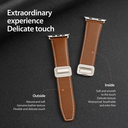 For Apple Watch Series 7 45mm DUX DUCIS YA Series Magnetic Buckle Genuine Leather Watch Band(Brown) - Watch Bands by DUX DUCIS | Online Shopping UK | buy2fix