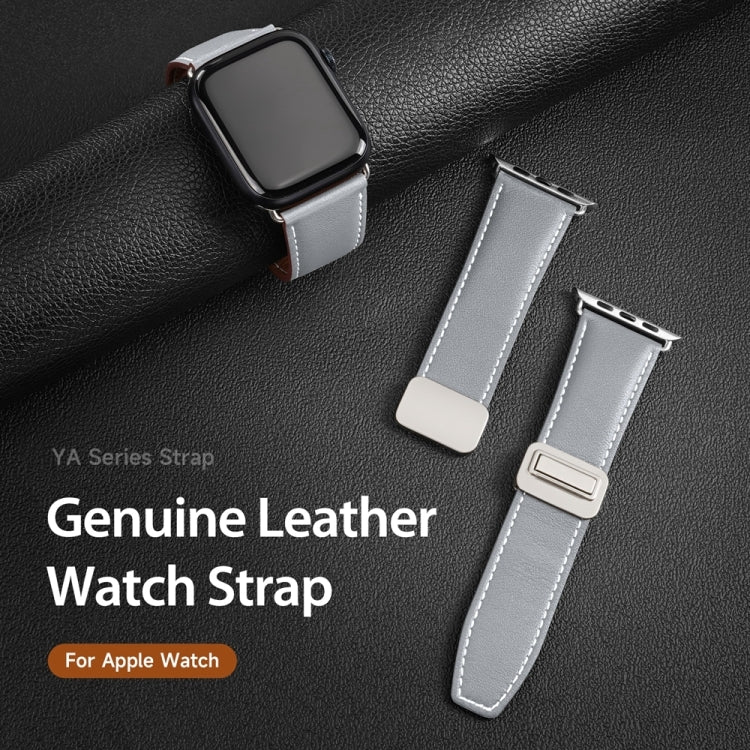 For Apple Watch SE 40mm DUX DUCIS YA Series Magnetic Buckle Genuine Leather Watch Band(Grey) - Watch Bands by DUX DUCIS | Online Shopping UK | buy2fix