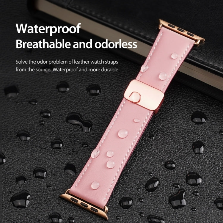 For Apple Watch Series 6 40mm DUX DUCIS YA Series Magnetic Buckle Genuine Leather Watch Band(Pink) - Watch Bands by DUX DUCIS | Online Shopping UK | buy2fix