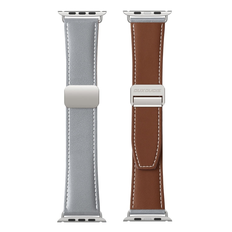 For Apple Watch Series 6 44mm DUX DUCIS YA Series Magnetic Buckle Genuine Leather Watch Band(Grey) - Watch Bands by DUX DUCIS | Online Shopping UK | buy2fix