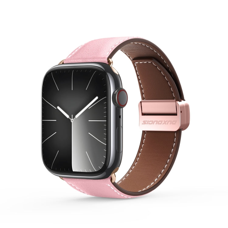 For Apple Watch Series 5 40mm DUX DUCIS YA Series Magnetic Buckle Genuine Leather Watch Band(Pink) - Watch Bands by DUX DUCIS | Online Shopping UK | buy2fix