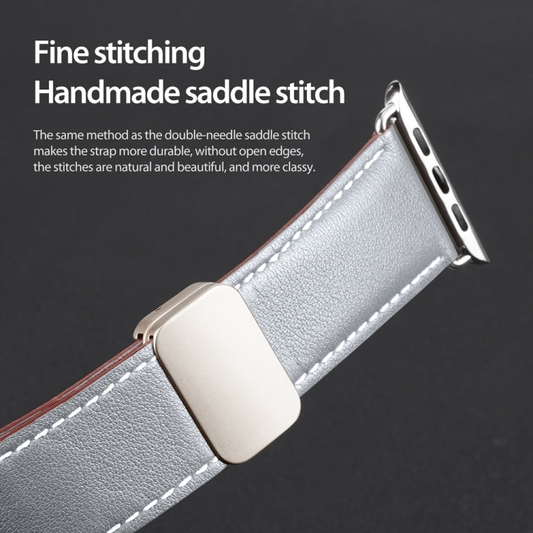 For Apple Watch Series 3 38mm DUX DUCIS YA Series Magnetic Buckle Genuine Leather Watch Band(Grey) - Watch Bands by DUX DUCIS | Online Shopping UK | buy2fix