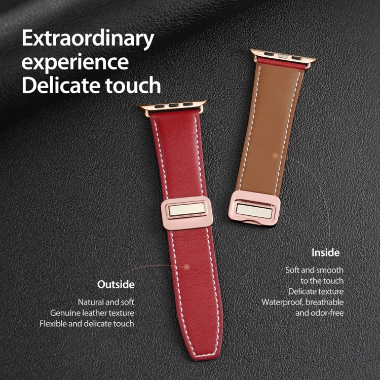 For Apple Watch 38mm DUX DUCIS YA Series Magnetic Buckle Genuine Leather Watch Band(Red) - Watch Bands by DUX DUCIS | Online Shopping UK | buy2fix