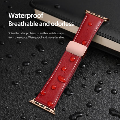 For Apple Watch 38mm DUX DUCIS YA Series Magnetic Buckle Genuine Leather Watch Band(Red) - Watch Bands by DUX DUCIS | Online Shopping UK | buy2fix