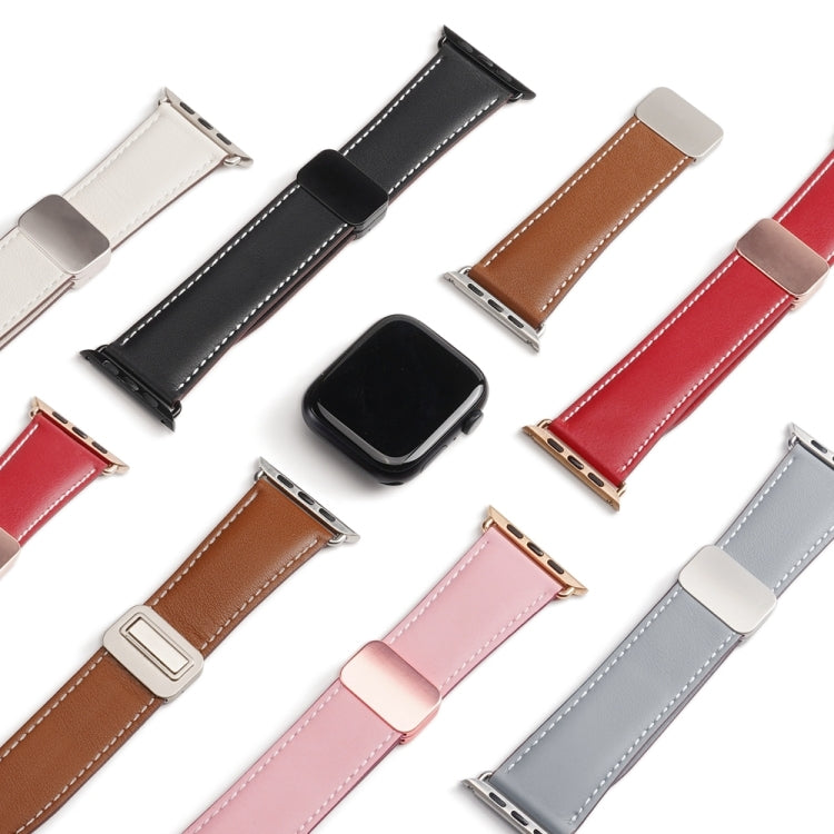 For Apple Watch Series 6 44mm DUX DUCIS YA Series Magnetic Buckle Genuine Leather Watch Band(White) - Watch Bands by DUX DUCIS | Online Shopping UK | buy2fix