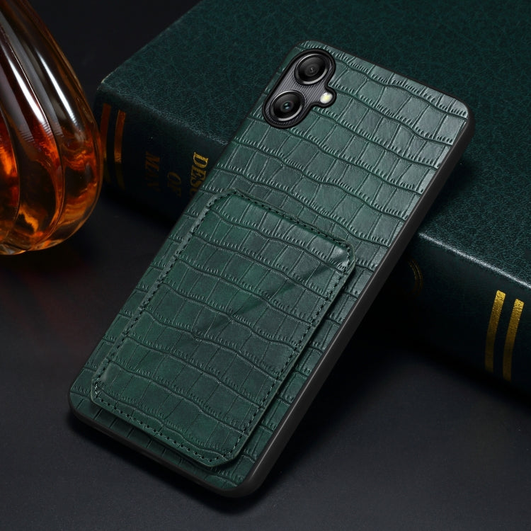 For Samsung Galaxy A20s Denior Imitation Crocodile Leather Back Phone Case with Holder(Green) - Galaxy Phone Cases by Denior | Online Shopping UK | buy2fix