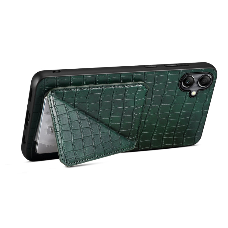 For Samsung Galaxy A22 5G Denior Imitation Crocodile Leather Back Phone Case with Holder(Green) - Galaxy Phone Cases by Denior | Online Shopping UK | buy2fix