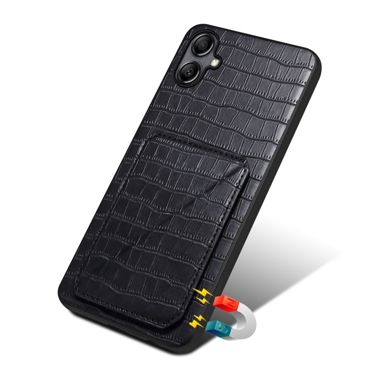 For Samsung Galaxy A23 4G /5G Denior Imitation Crocodile Leather Back Phone Case with Holder(Black) - Galaxy Phone Cases by Denior | Online Shopping UK | buy2fix