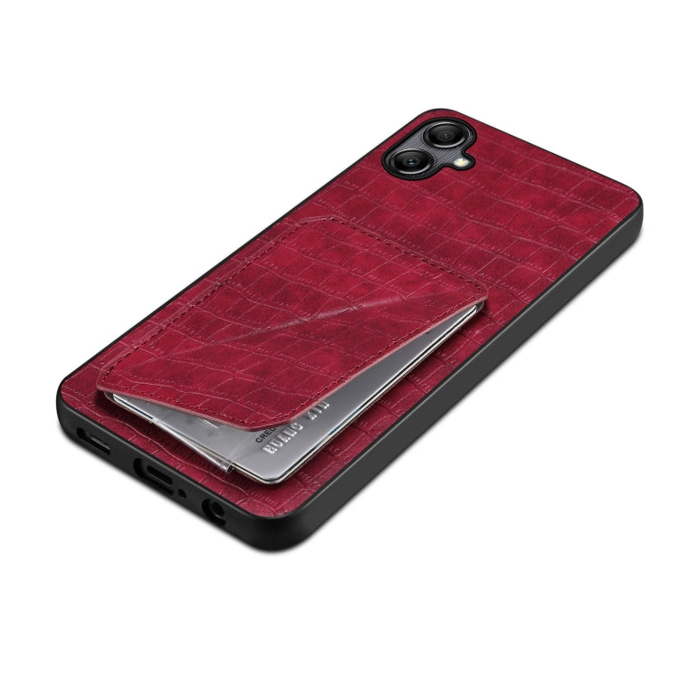 For Samsung Galaxy A24 4G Denior Imitation Crocodile Leather Back Phone Case with Holder(Rose Red) - Galaxy Phone Cases by Denior | Online Shopping UK | buy2fix