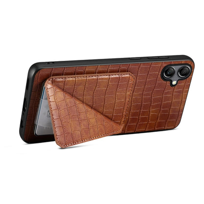 For Samsung Galaxy A32 5G Denior Imitation Crocodile Leather Back Phone Case with Holder(Brown) - Galaxy Phone Cases by Denior | Online Shopping UK | buy2fix