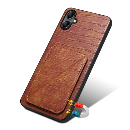 For Samsung Galaxy A33 Denior Imitation Crocodile Leather Back Phone Case with Holder(Brown) - Galaxy Phone Cases by Denior | Online Shopping UK | buy2fix