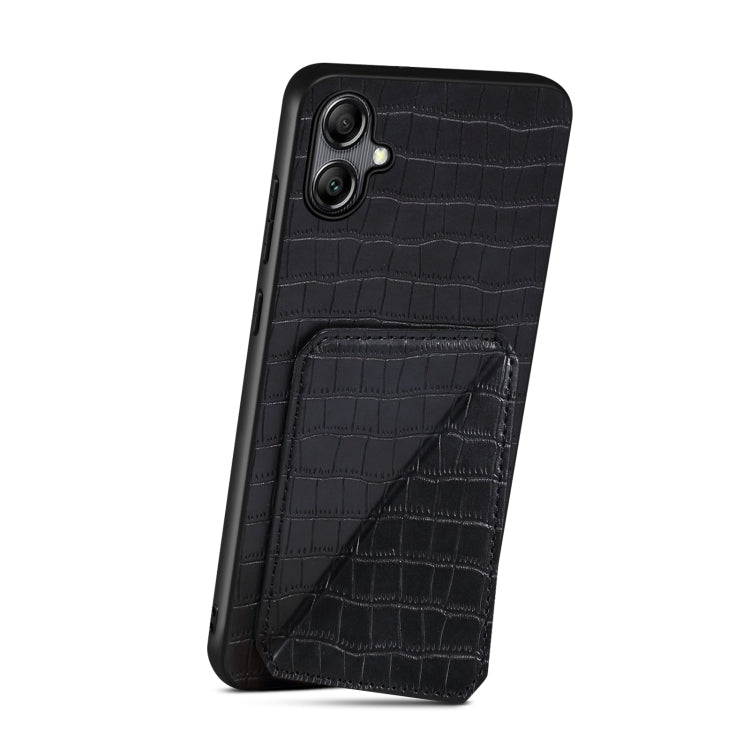 For Samsung Galaxy S21 FE 5G Denior Imitation Crocodile Leather Back Phone Case with Holder(Black) - Galaxy Phone Cases by Denior | Online Shopping UK | buy2fix