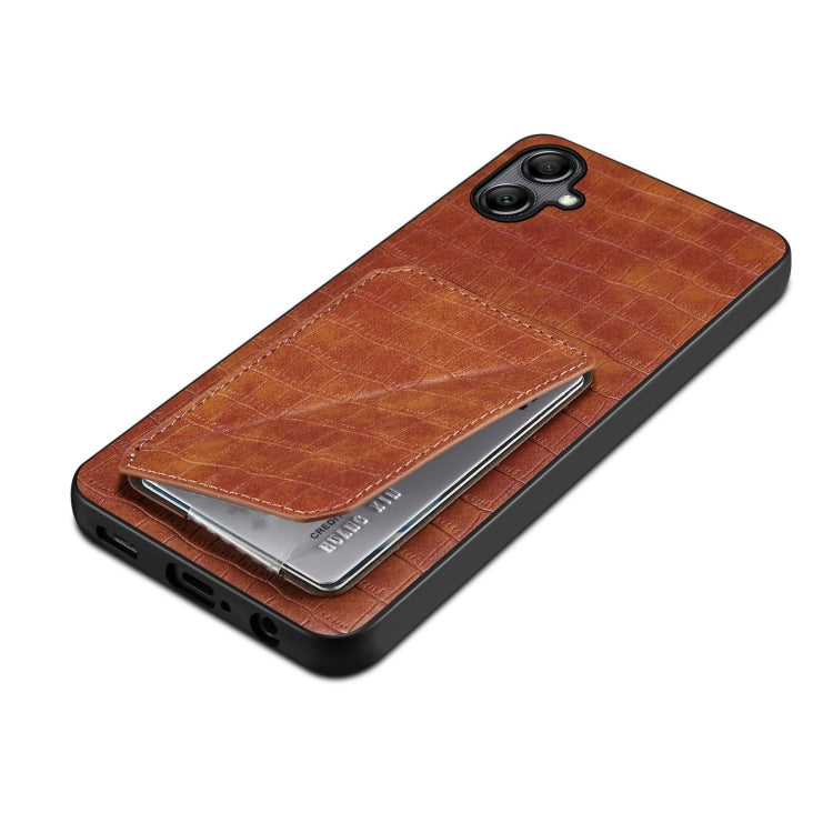 For Samsung Galaxy S24 Ultra 5G Denior Imitation Crocodile Leather Back Phone Case with Holder(Brown) - Galaxy S24 Ultra 5G Cases by Denior | Online Shopping UK | buy2fix