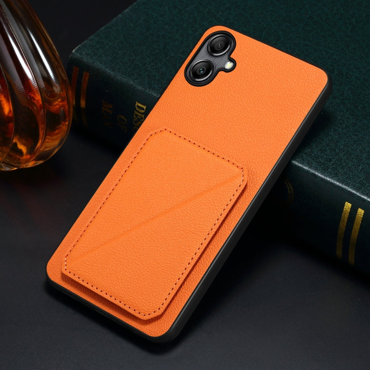 For Samsung Galaxy A13 5G Denior Imitation Calf Leather Back Phone Case with Holder(Orange) - Galaxy Phone Cases by Denior | Online Shopping UK | buy2fix