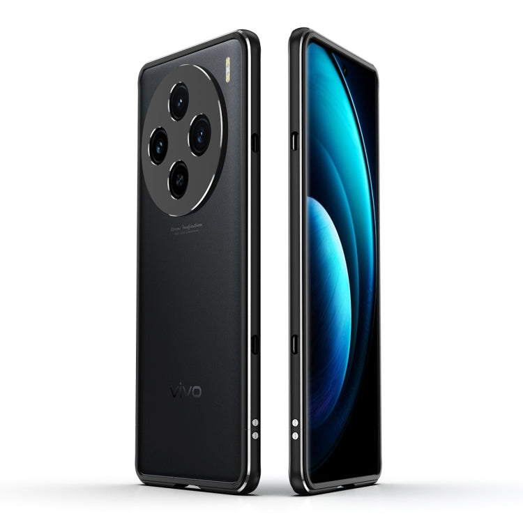 For vivo X100 Aurora Series Metal Frame Phone Case(Black Silver) - X100 Cases by imak | Online Shopping UK | buy2fix