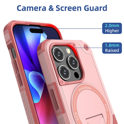 For iPhone 15 Plus MagSafe Holder Armor PC Hybrid TPU Phone Case(Pink) - iPhone 15 Plus Cases by buy2fix | Online Shopping UK | buy2fix