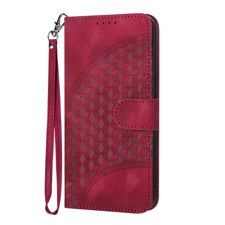 For Xiaomi Redmi K70 YX0060 Elephant Head Embossed Phone Leather Case with Lanyard(Rose Red) - K70 Cases by buy2fix | Online Shopping UK | buy2fix