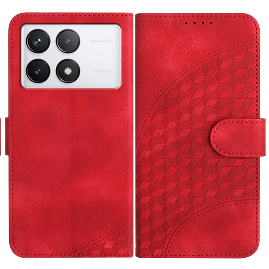 For Xiaomi Redmi K70 YX0060 Elephant Head Embossed Phone Leather Case with Lanyard(Red) - K70 Cases by buy2fix | Online Shopping UK | buy2fix