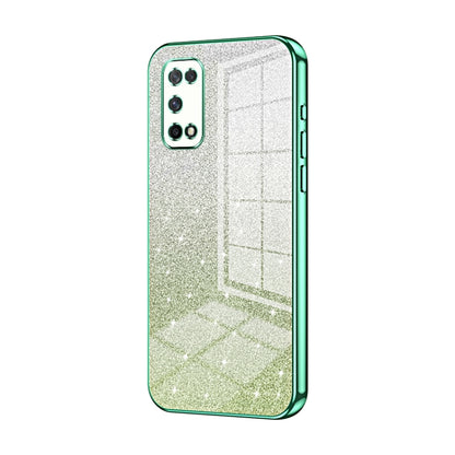For OPPO K7x / Realme V5 5G Gradient Glitter Powder Electroplated Phone Case(Green) - OPPO Cases by buy2fix | Online Shopping UK | buy2fix
