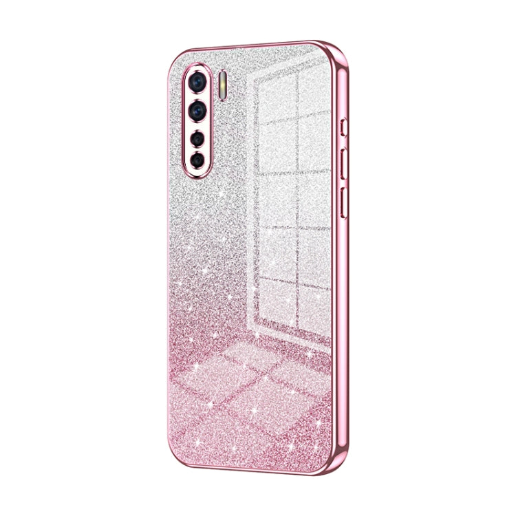 For OPPO A91 Gradient Glitter Powder Electroplated Phone Case(Pink) - OPPO Cases by buy2fix | Online Shopping UK | buy2fix
