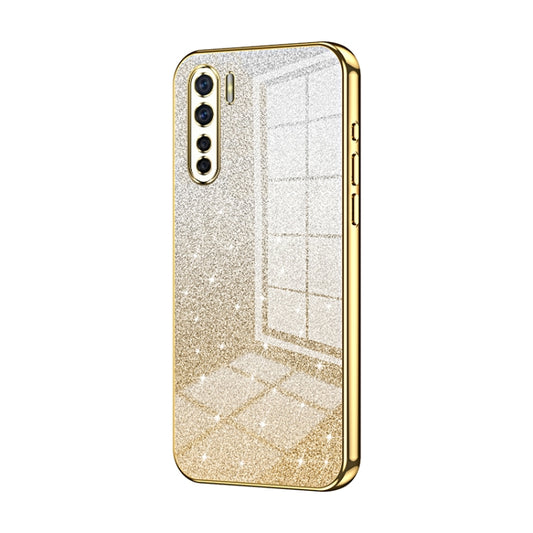 For OPPO A91 Gradient Glitter Powder Electroplated Phone Case(Gold) - OPPO Cases by buy2fix | Online Shopping UK | buy2fix