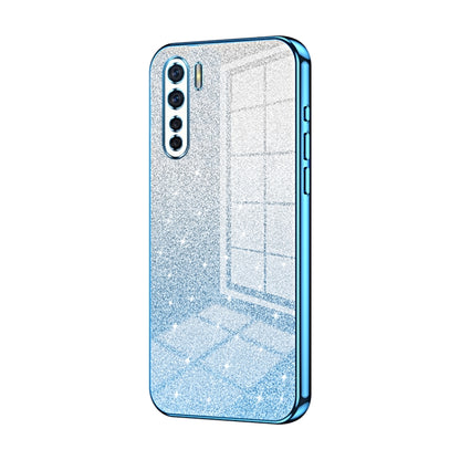 For OPPO A91 Gradient Glitter Powder Electroplated Phone Case(Blue) - OPPO Cases by buy2fix | Online Shopping UK | buy2fix