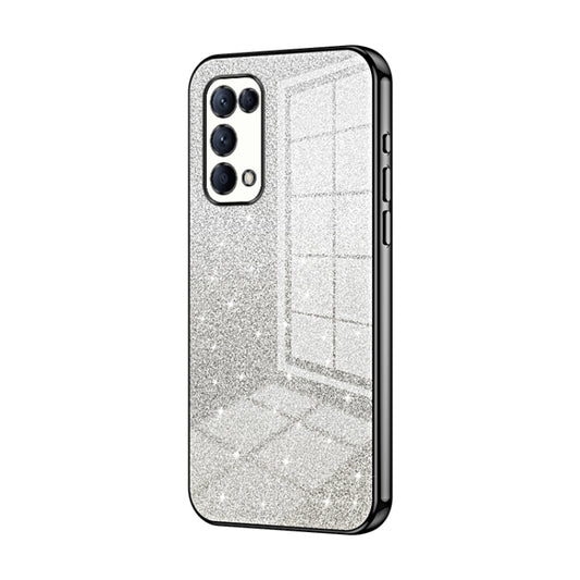 For OPPO Reno5 4G/5G / Reno5 K Gradient Glitter Powder Electroplated Phone Case(Black) - OPPO Cases by buy2fix | Online Shopping UK | buy2fix