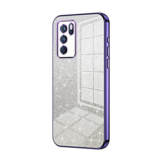 For OPPO Reno6 Pro Indian  Gradient Glitter Powder Electroplated Phone Case(Purple) - OPPO Cases by buy2fix | Online Shopping UK | buy2fix