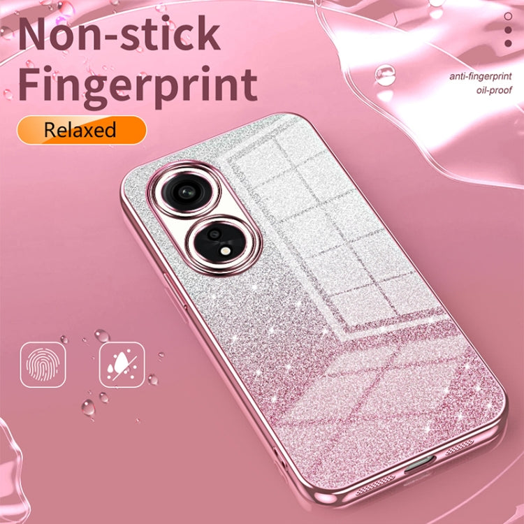 For OPPO Reno9 Pro+ Gradient Glitter Powder Electroplated Phone Case(Transparent) - OPPO Cases by buy2fix | Online Shopping UK | buy2fix